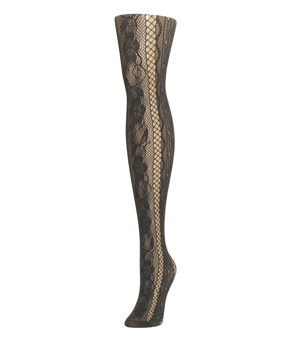 Women's Linear Floral Netted Nylon Tights sold by MeMoi product image thumbnail 5