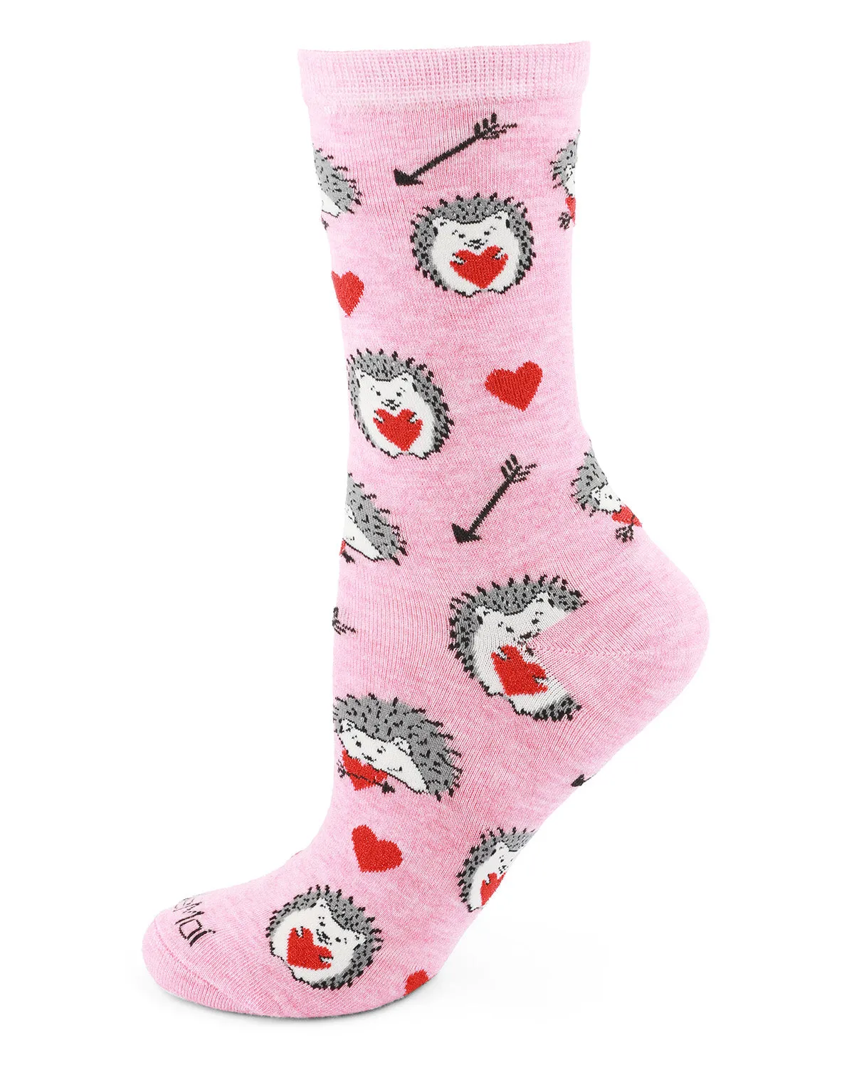 Love Struck Hedgehog Bamboo Blend Crew Sock sold by MeMoi