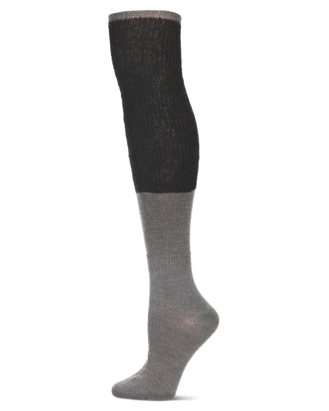 Women's Two Tone Ribbed Wool Over The Knee Socks sold by MeMoi