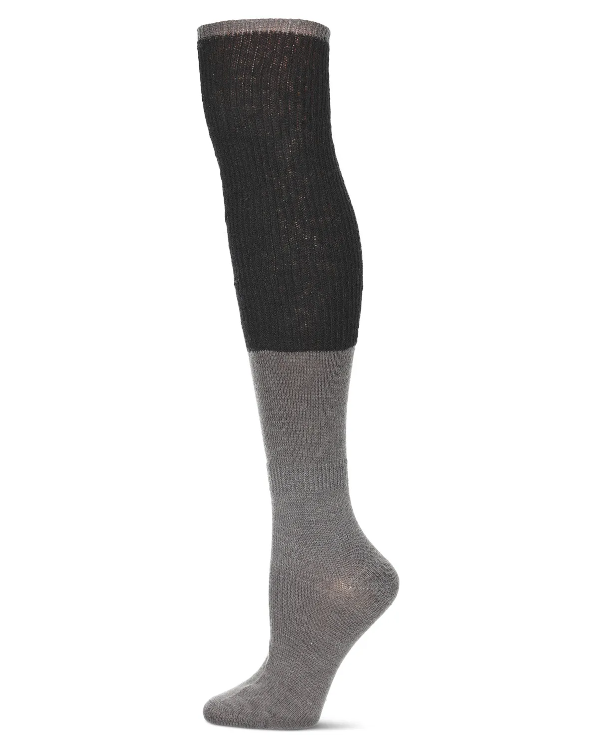 Women's Two Tone Ribbed Wool Over The Knee Socks sold by MeMoi