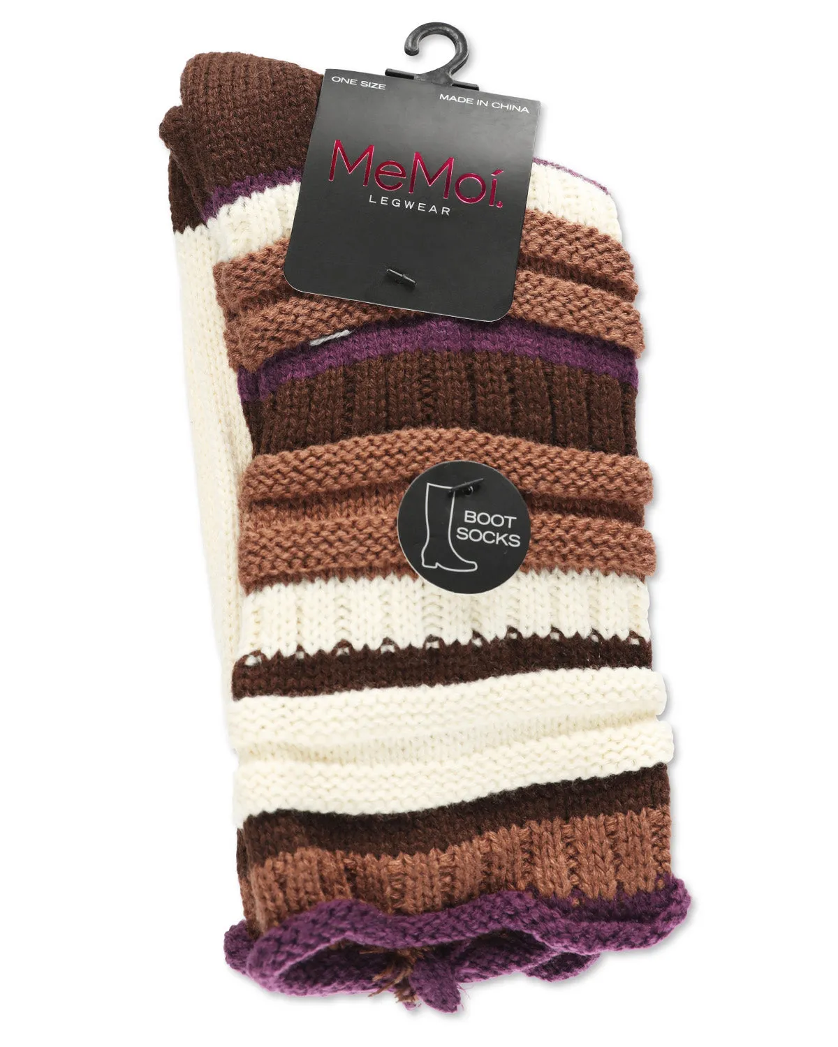 Band Tint Chunky Knit Striped Boot Socks sold by MeMoi product image thumbnail 5