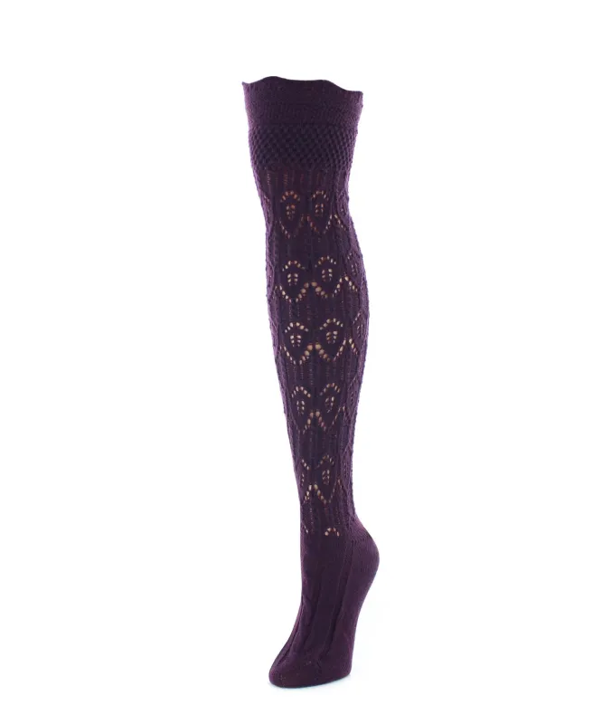 Diamond Pointelle Chunky Knit Over-The-Knee Warm Socks sold by MeMoi