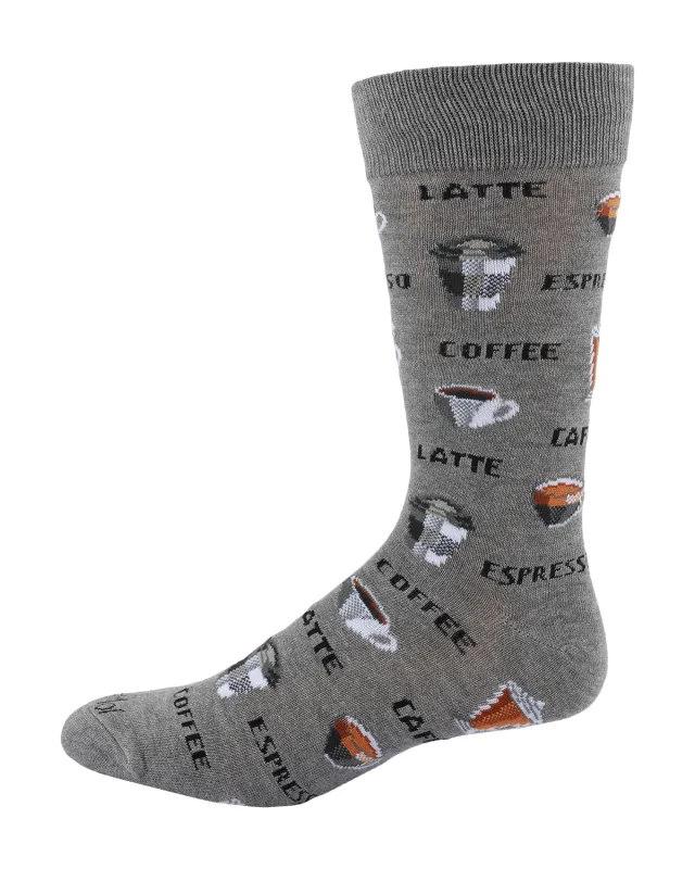 Coffee Time Men's Bamboo Blend Novelty Crew Sock sold by MeMoi