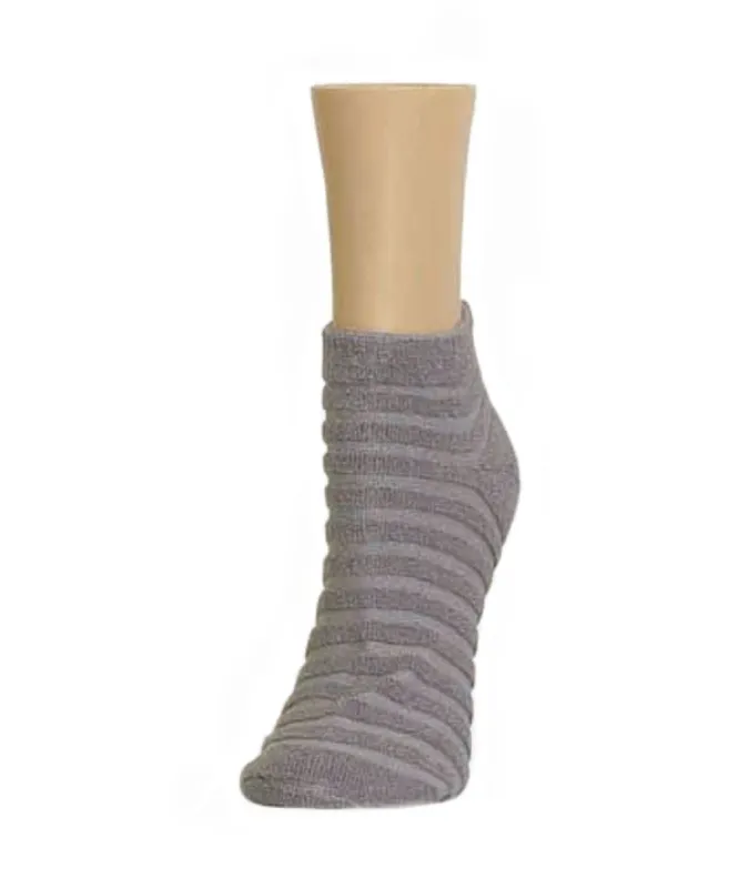 Textured Striped Cotton Blend Anklet Socks sold by MeMoi