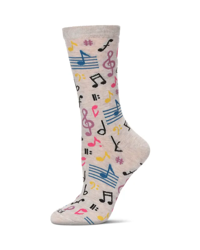 Musical Notes Bamboo Blend Crew Sock sold by MeMoi