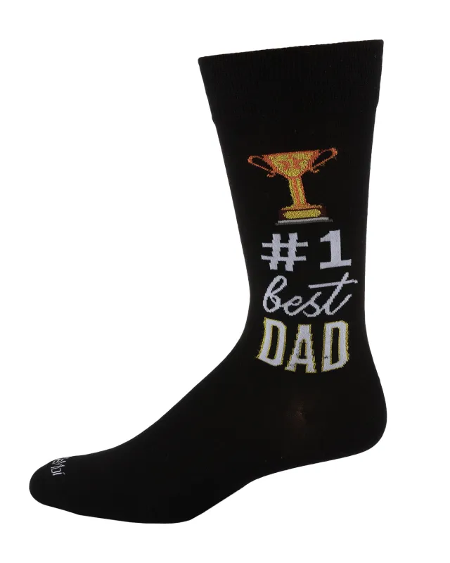 Men's #1 Dad Trophy Bamboo Blend Novelty Crew Sock sold by MeMoi