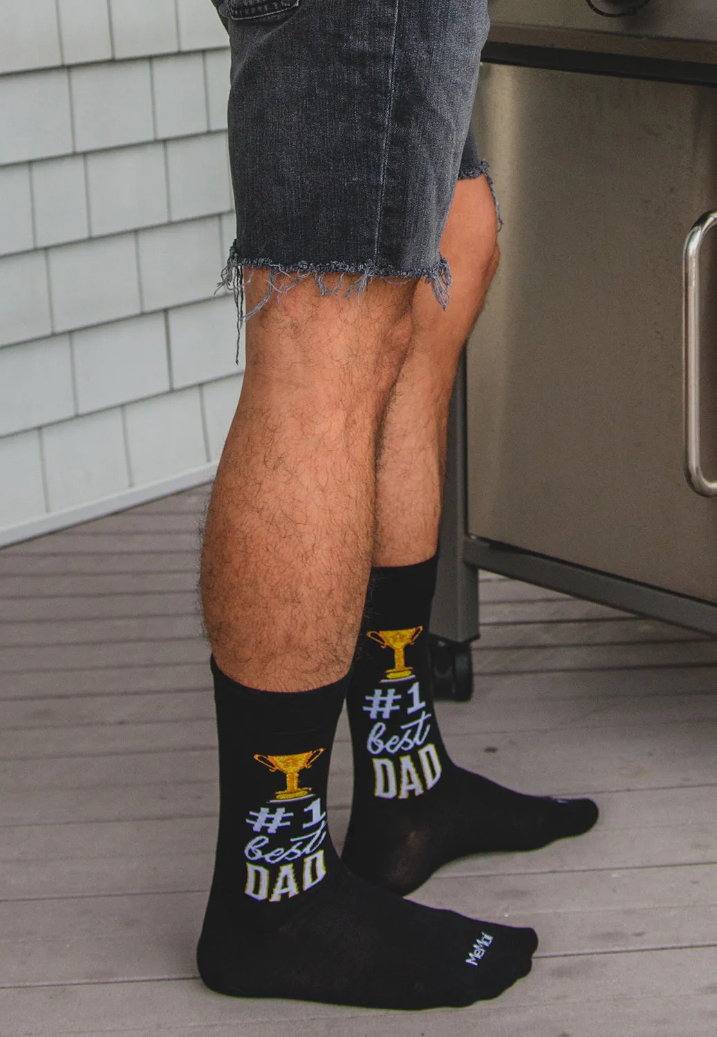 Men's #1 Dad Trophy Bamboo Blend Novelty Crew Sock sold by MeMoi product image thumbnail 2