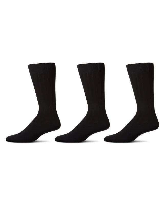 Men's 3 Pair Pack Ribbed Extra Wear Cotton Blend Crew Socks sold by MeMoi