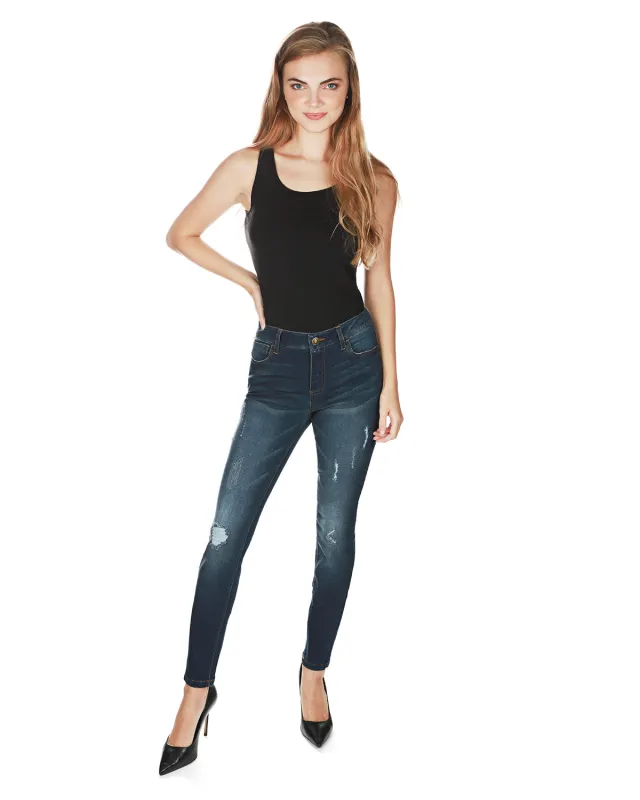 Distressed Bamboo Blend Denim Jeggings sold by MeMoi