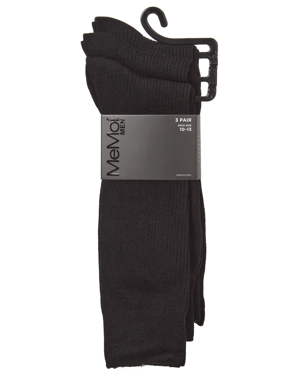 Men's 3 Pair Pack Pin Ribbed Cotton Blend Crew Socks sold by MeMoi product image thumbnail 3