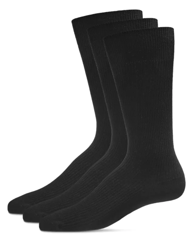 Men's 3 Pair Pack Pin Ribbed Cotton Blend Crew Socks sold by MeMoi