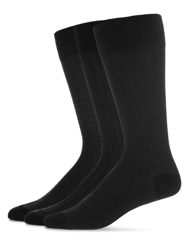 Men's 3 Pair Pack Assorted Mercerized Cotton Blend Crew Socks sold by MeMoi