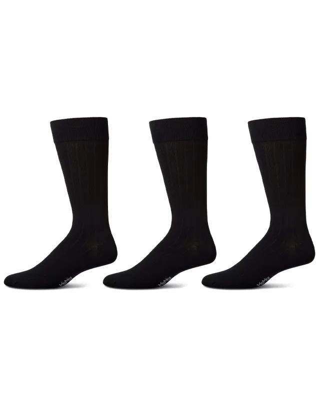 Men's 3 Pair Pack Wide Ribbed Mercerized Cotton Crew Socks sold by MeMoi