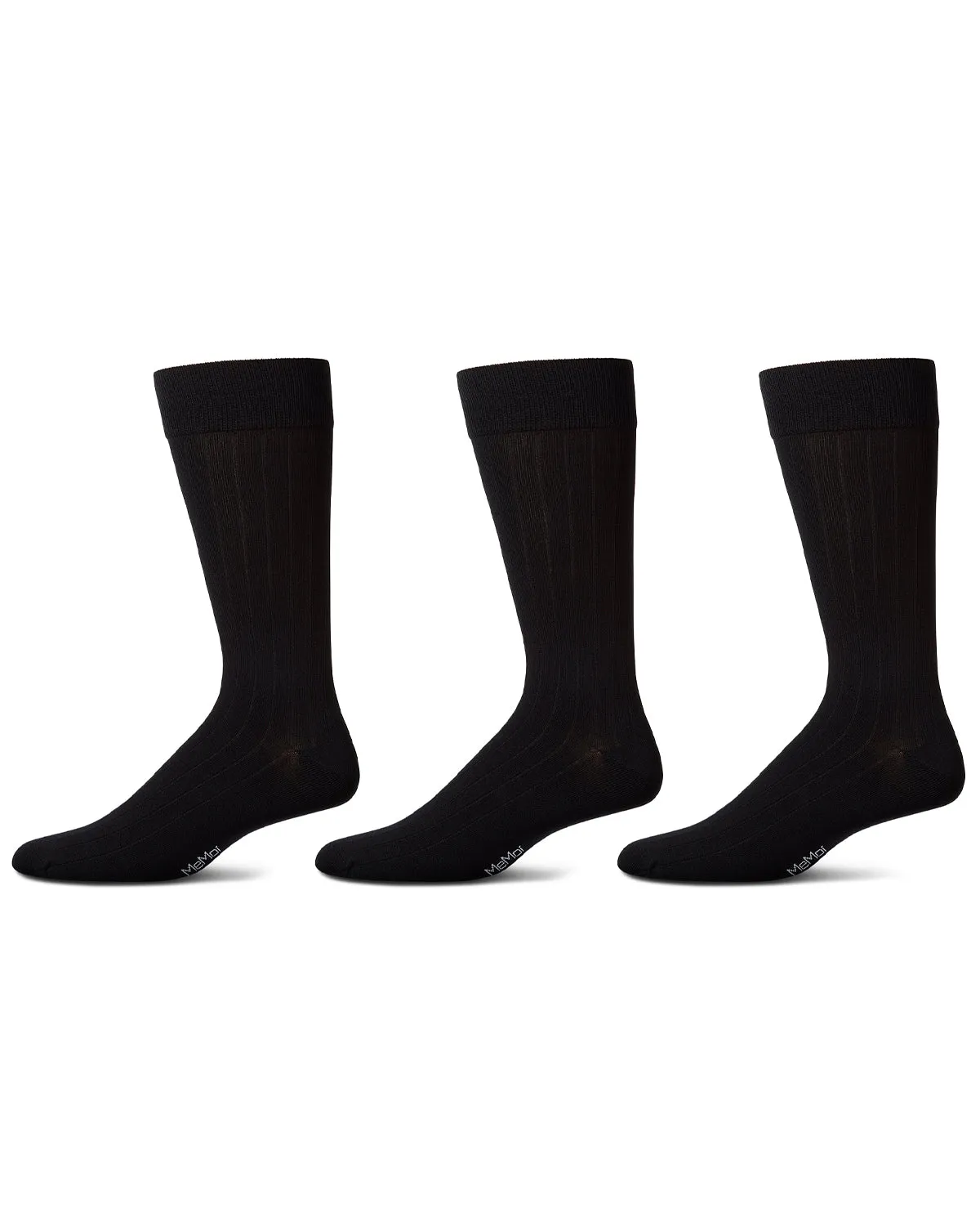 Men's 3 Pair Pack Wide Ribbed Mercerized Cotton Crew Socks sold by MeMoi