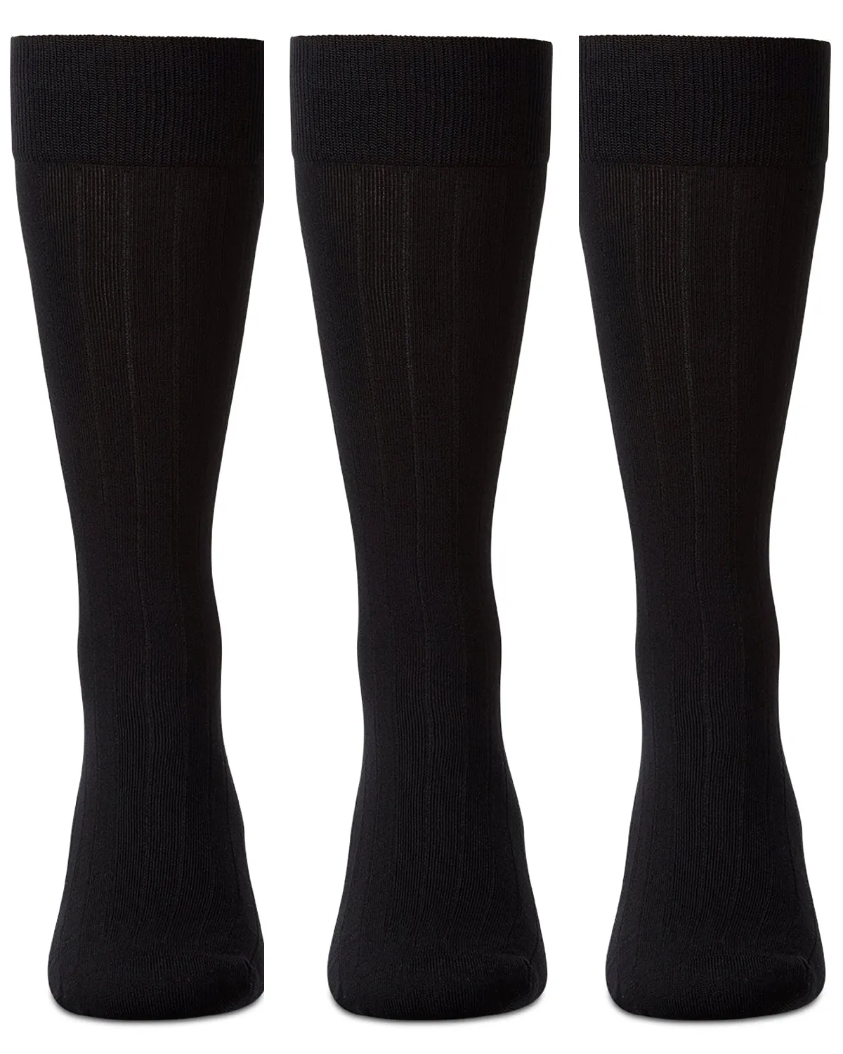 Men's 3 Pair Pack Wide Ribbed Mercerized Cotton Crew Socks sold by MeMoi product image thumbnail 2