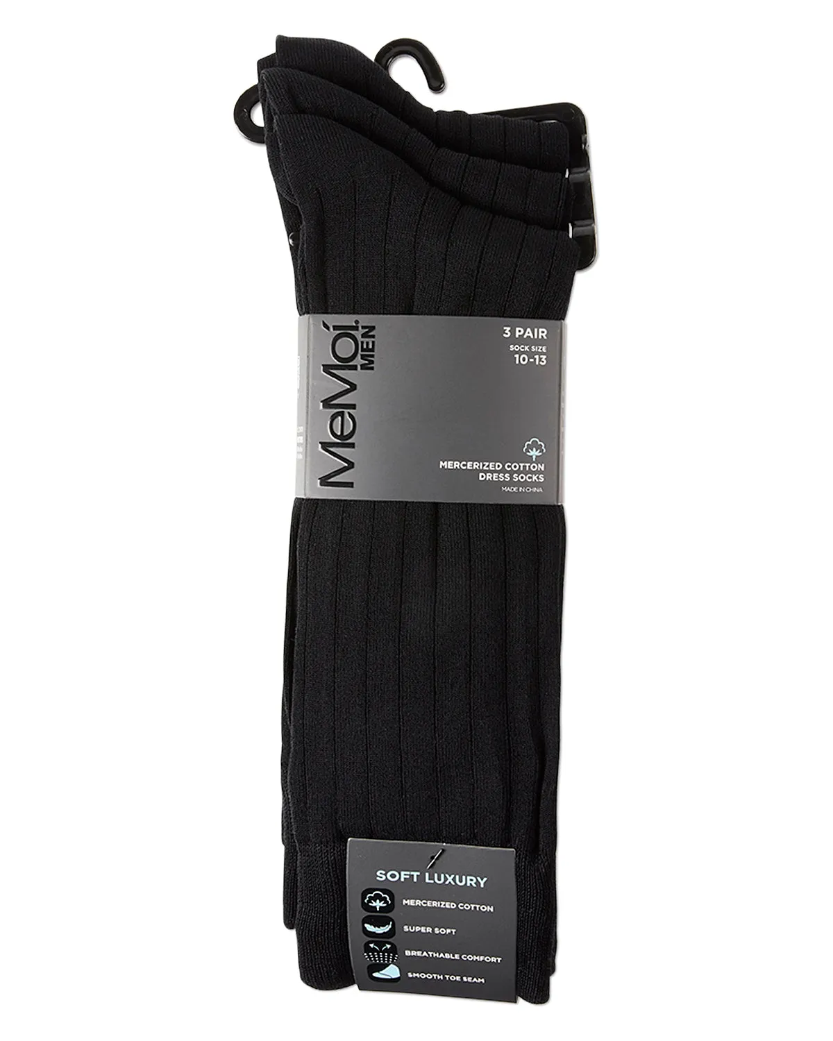 Men's 3 Pair Pack Wide Ribbed Mercerized Cotton Crew Socks sold by MeMoi product image thumbnail 5