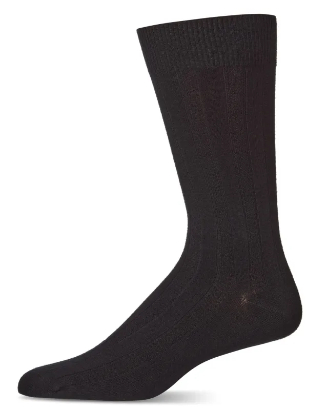 Men's Bamboo Blend Solid Woven Ribbed Crew Socks sold by MeMoi