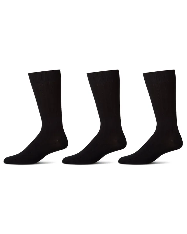 Men's 3 Pair Pack Bamboo Blend Ribbed Crew Socks sold by MeMoi