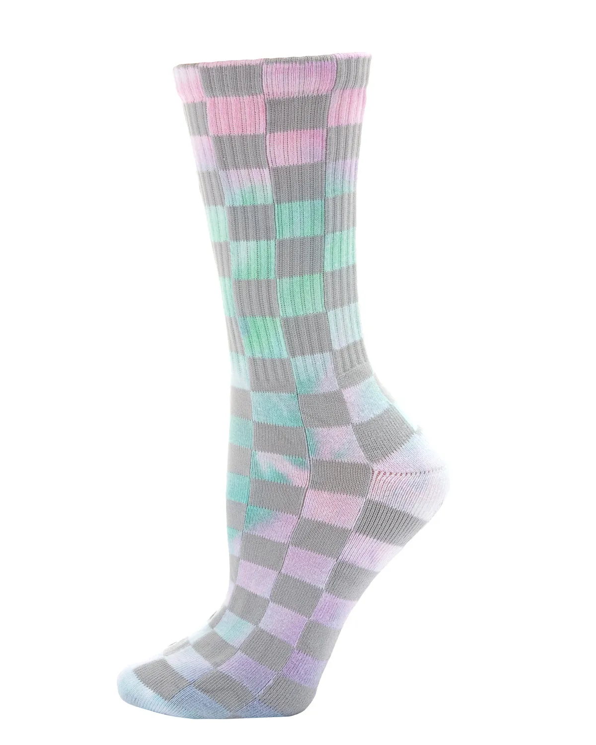 Women's Checkered Ribbed Half Cushion Crew Socks sold by MeMoi
