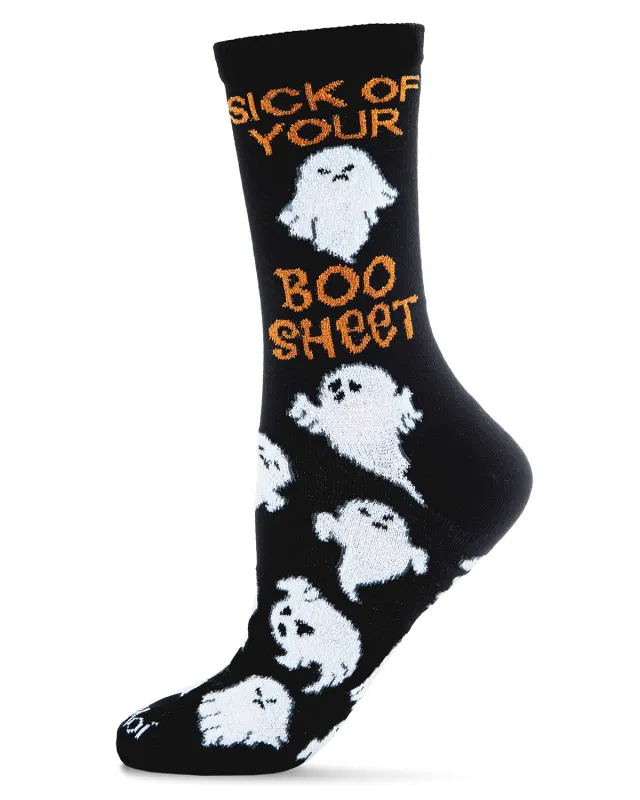 Sick of Your Boo Sheet Ghostly Crew Socks sold by MeMoi