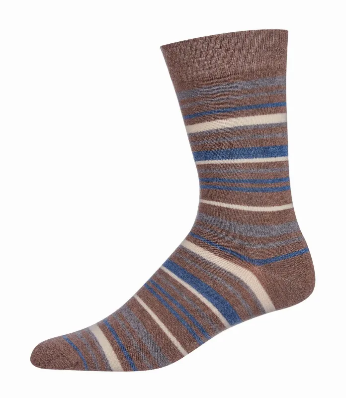 Men's Slick Stripes Luxuriously Soft Cashmere Blend Crew Socks sold by MeMoi