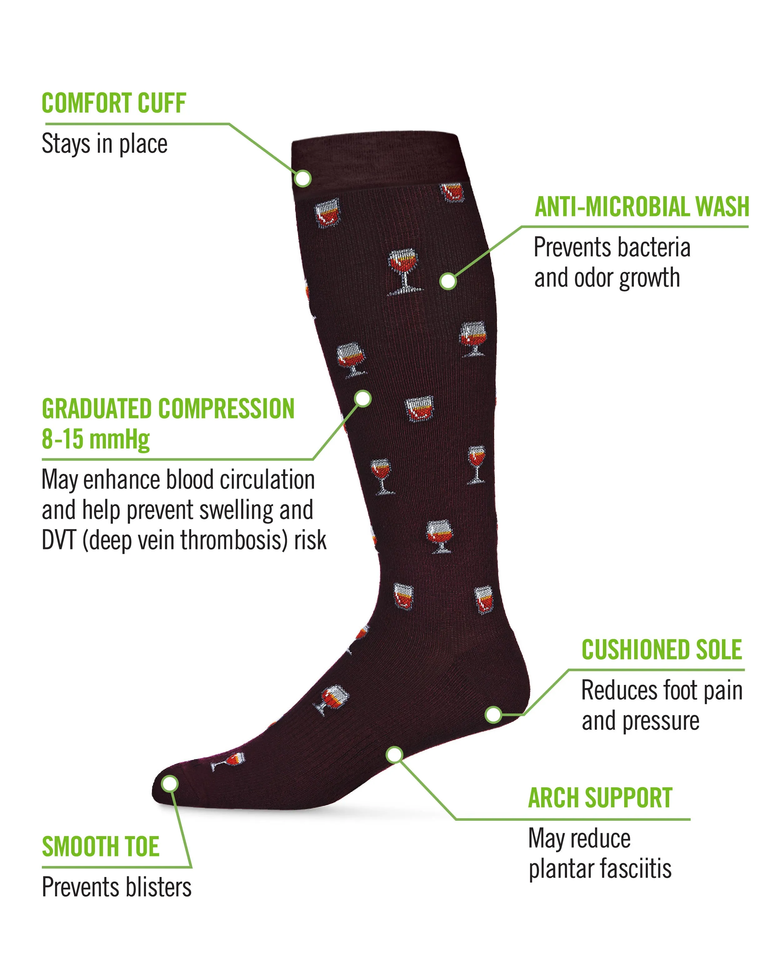 Men's Brandy Bamboo Blend 8-15mmHg Graduated Compression Socks sold by MeMoi product image thumbnail 3