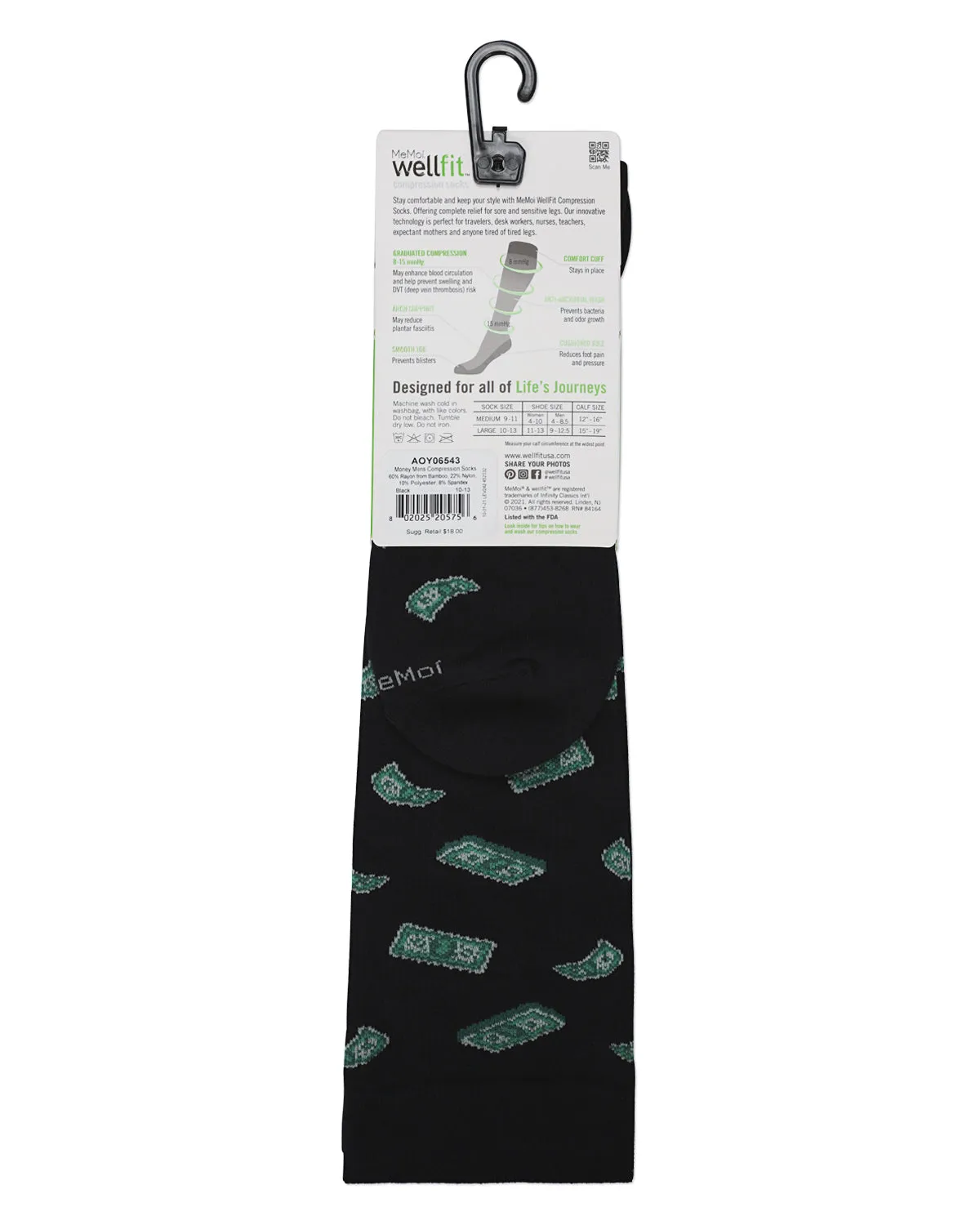 Men's Money Bamboo Blend 8-15mmHg Graduated Compression Socks sold by MeMoi product image thumbnail 5
