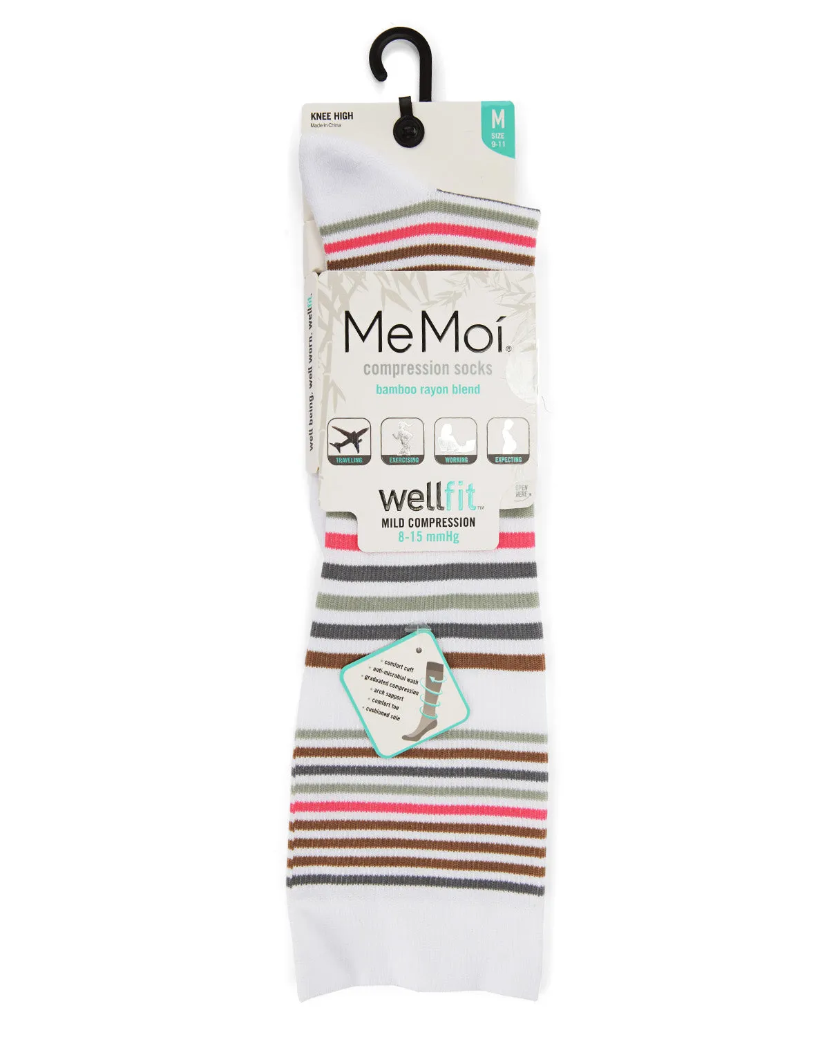 Women's Classic Stripes Bamboo Blend 8-15mmHg Graduated Compression Socks sold by MeMoi product image thumbnail 5
