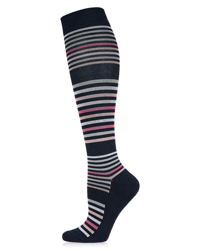 Women's Classic Stripes Bamboo Blend 8-15mmHg Graduated Compression Socks sold by MeMoi