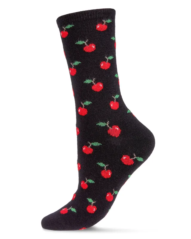 Women's Cherry On Top Cashmere Blend Crew Socks sold by MeMoi
