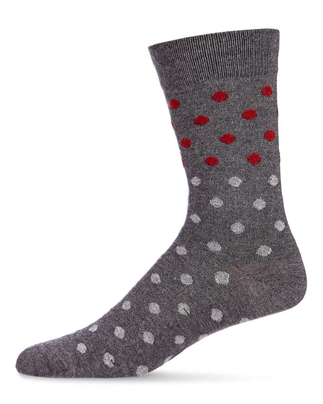 Men's Two Tone Polka Dot Luxuriously Soft Cashmere Crew Socks sold by MeMoi