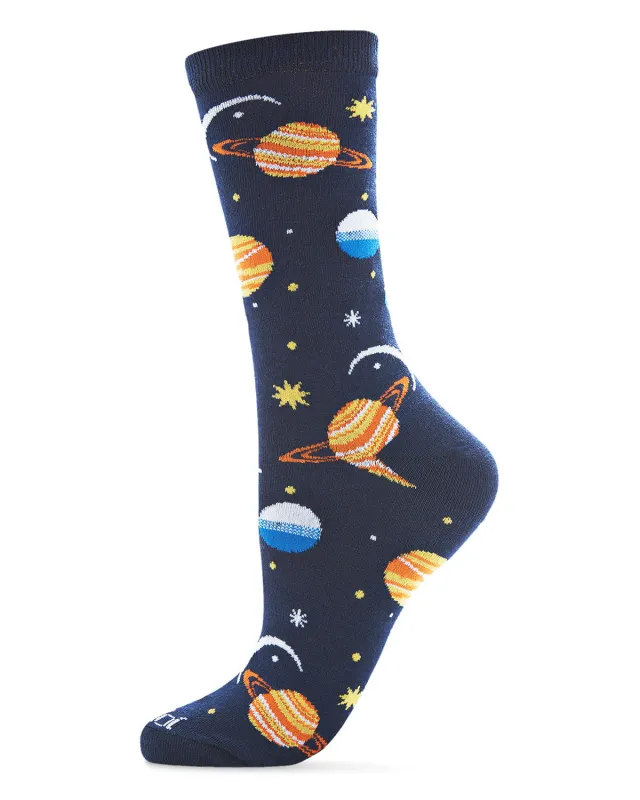 Planetarium Bamboo Blend Novelty Crew Socks made by MeMoi