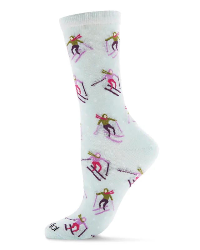 Skiing Paradise Bamboo Blend Crew Socks sold by MeMoi