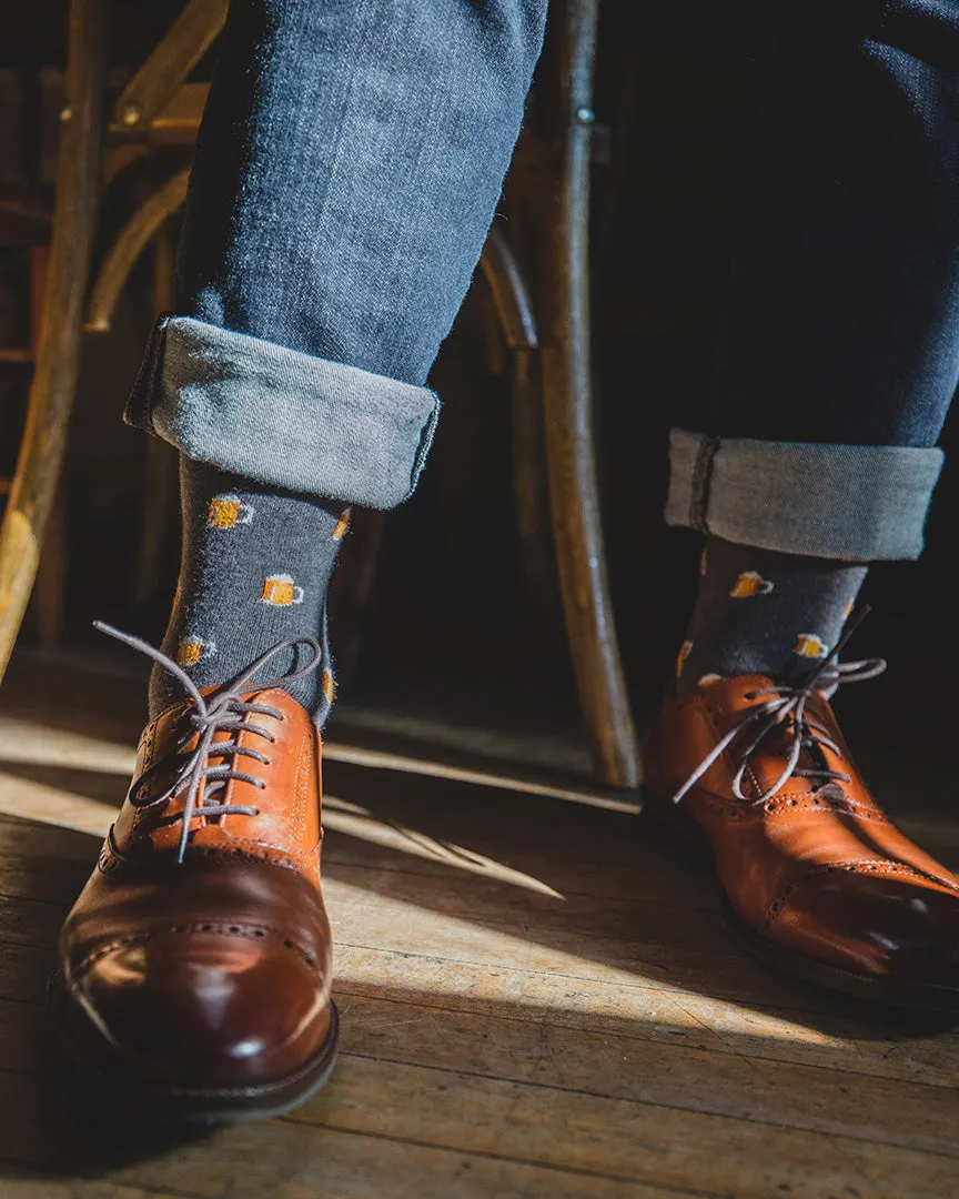 Men's Beer Mugs Luxuriously Soft Cashmere Blend Crew Socks sold by MeMoi product image thumbnail 2