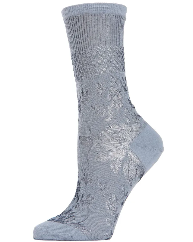 Natori Floral Fields Women's Sheer Crew Socks sold by MeMoi