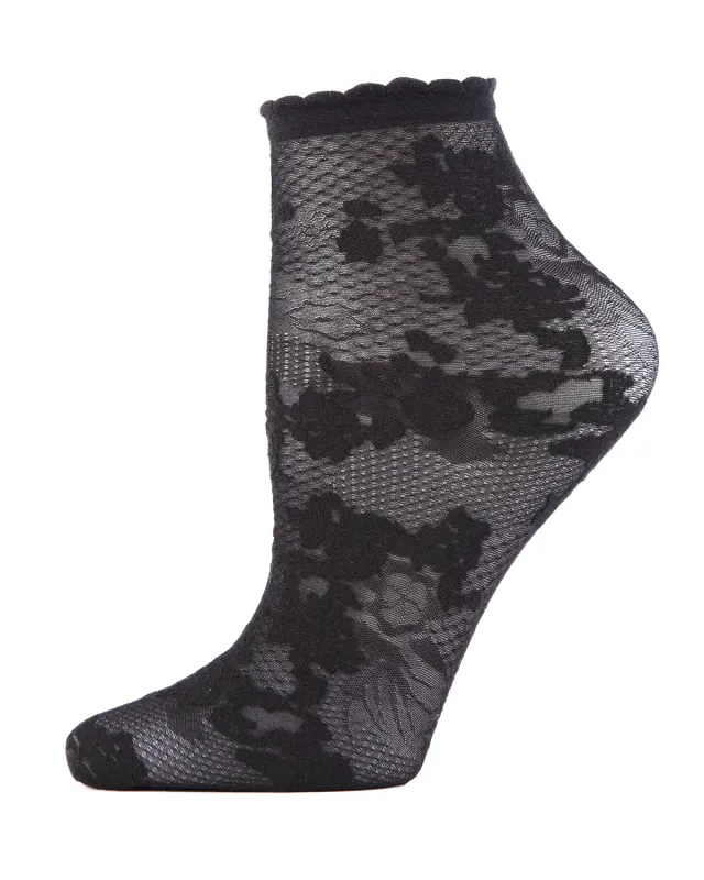 Natori Scarlet Lace Sheer Shortie Socks sold by MeMoi