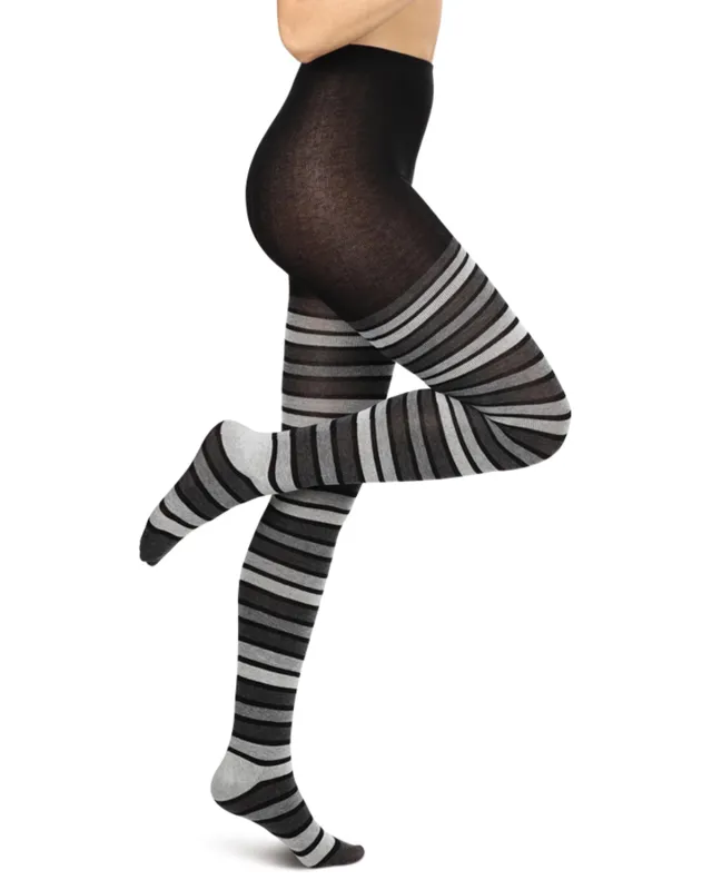Multi Stripe Cotton Blend Sweater Tights sold by MeMoi