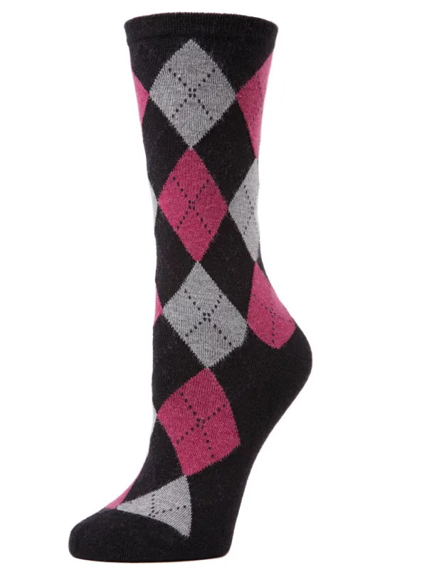 Cashmere Blend Classic Argyle Crew Socks sold by MeMoi