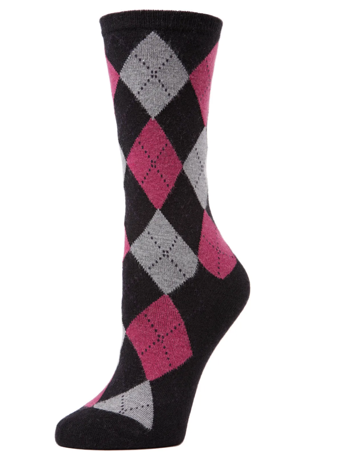 Cashmere Blend Classic Argyle Crew Socks sold by MeMoi
