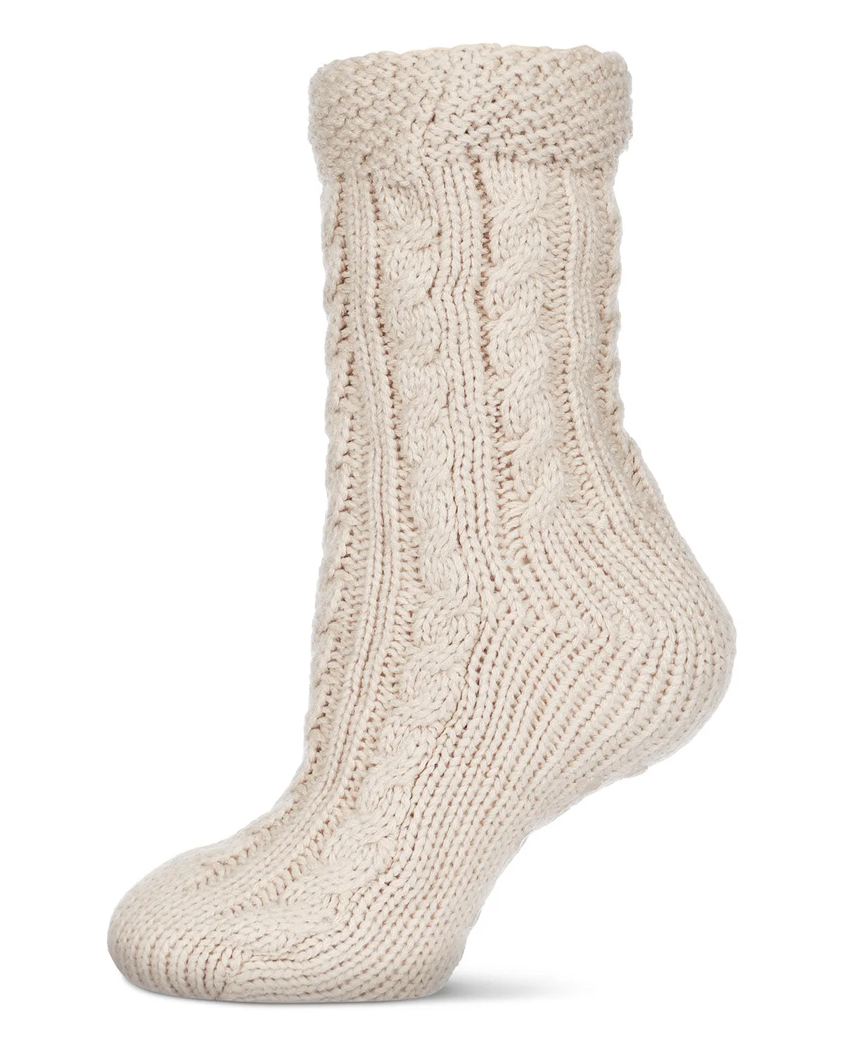 Women's Cable Knit Sherpa-Lined Lounge Sock sold by MeMoi product image thumbnail 2