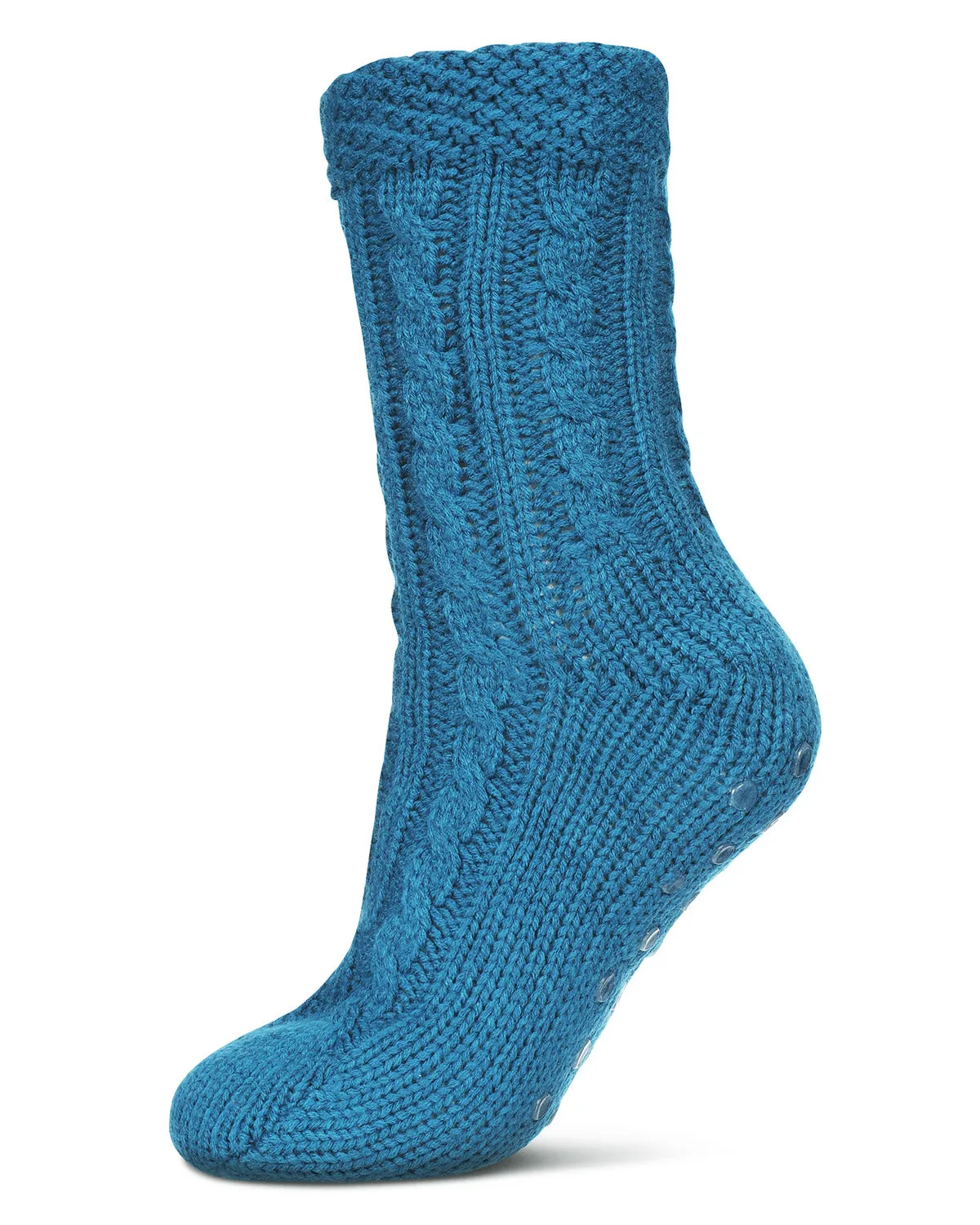 Women's Cable Knit Sherpa-Lined Lounge Sock sold by MeMoi