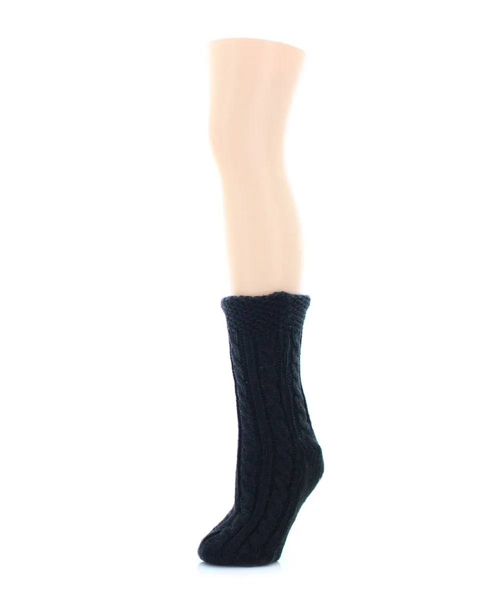 Women's Cable Knit Sherpa-Lined Lounge Sock sold by MeMoi product image thumbnail 3