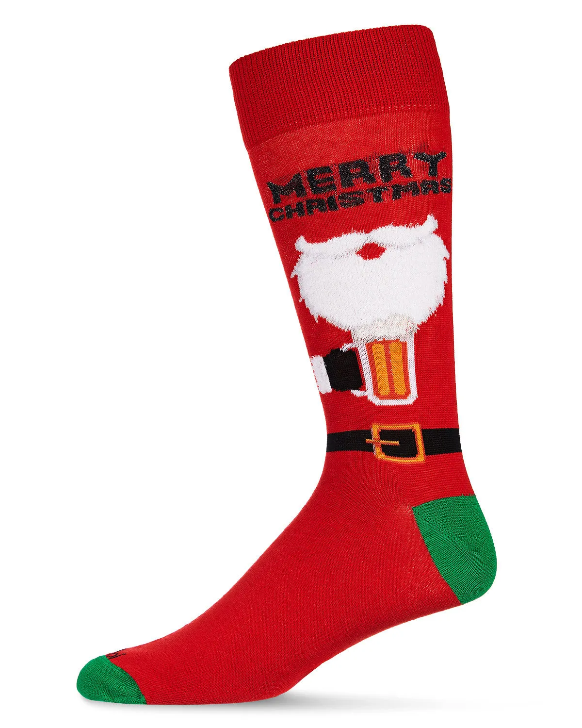 Men's Santa Claus and Suds Holiday Crew Novelty Socks sold by MeMoi