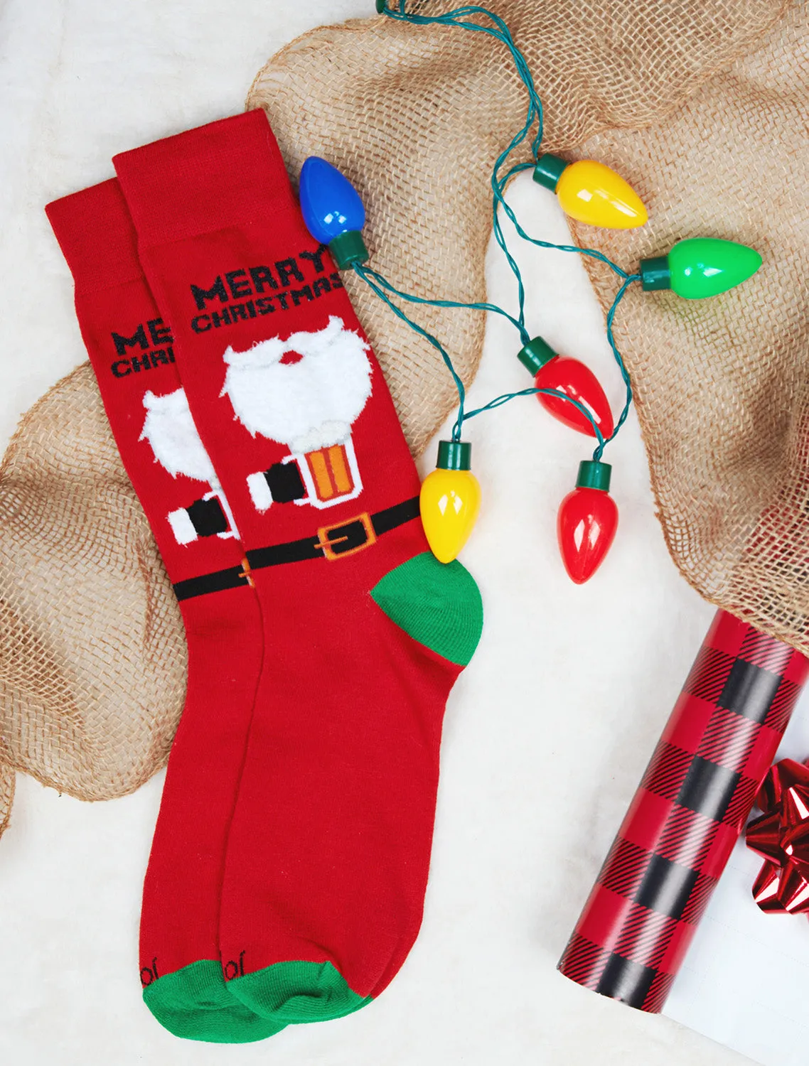 Men's Santa Claus and Suds Holiday Crew Novelty Socks sold by MeMoi product image thumbnail 4