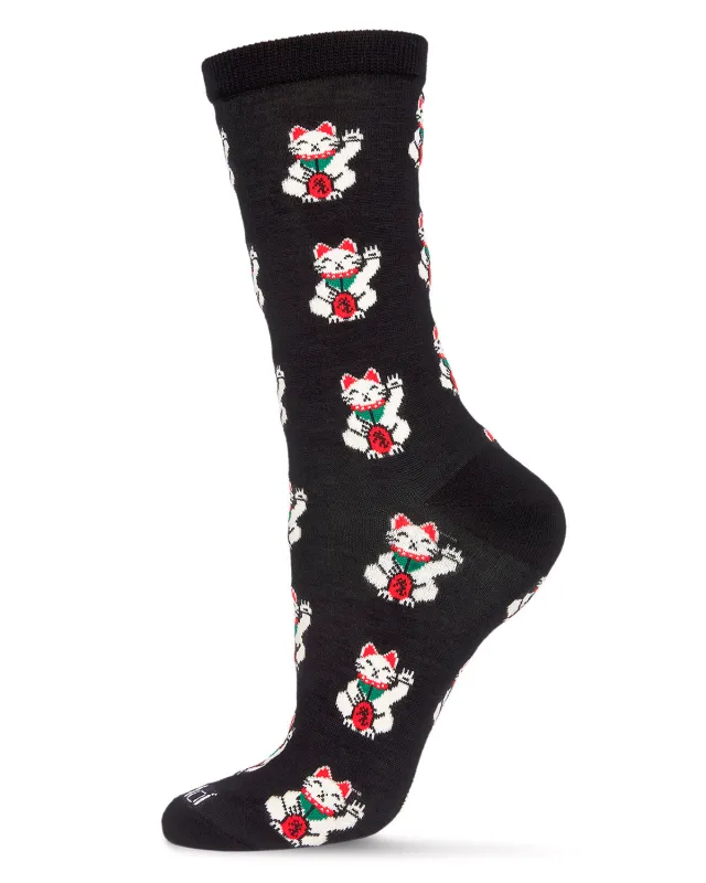 Maneki-Neko Bamboo Blend Crew Socks sold by MeMoi