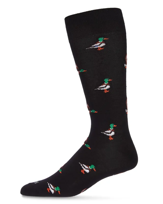 Men's "Mallard Most Fowl" Rayon from Bamboo Blend Novelty Crew Sock sold by MeMoi