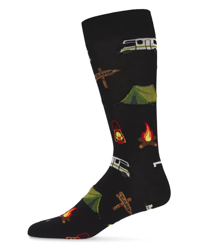 Men's Happy Camper Bamboo Blend Novelty Crew Sock sold by MeMoi