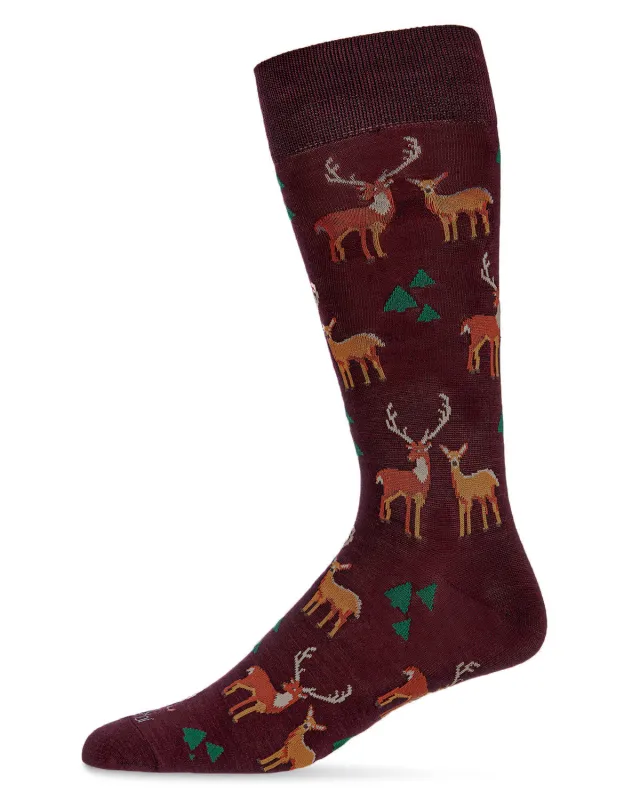 Men's Oh Deer Bamboo Blend Novelty Crew Sock sold by MeMoi
