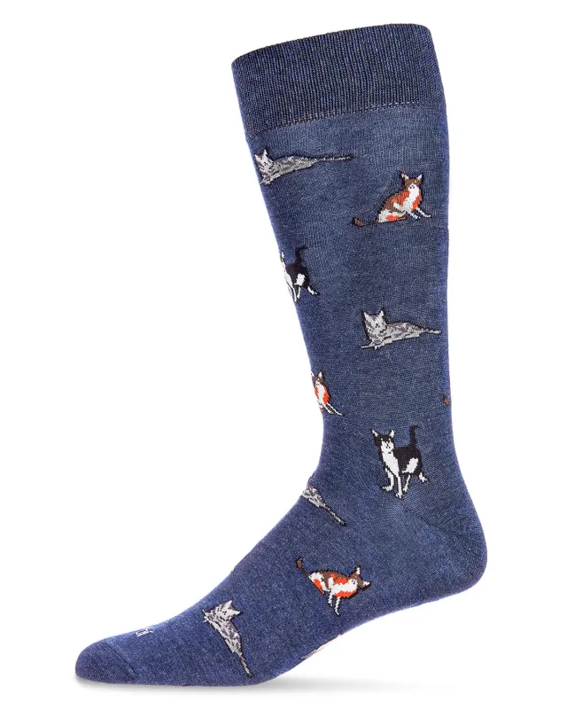 Men's Hip Cool Cats Bamboo Blend Novelty Crew Sock sold by MeMoi