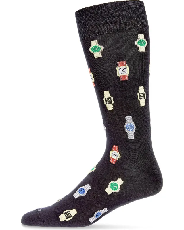 Men's Time to Get a Watch Bamboo Blend Novelty Crew Sock sold by MeMoi